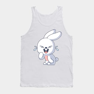 Cute bunny laughing happily cartoon Tank Top